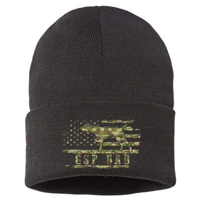 Gsp Dad Camo American Flag German Shorthaired Pointer Dog Sustainable Knit Beanie