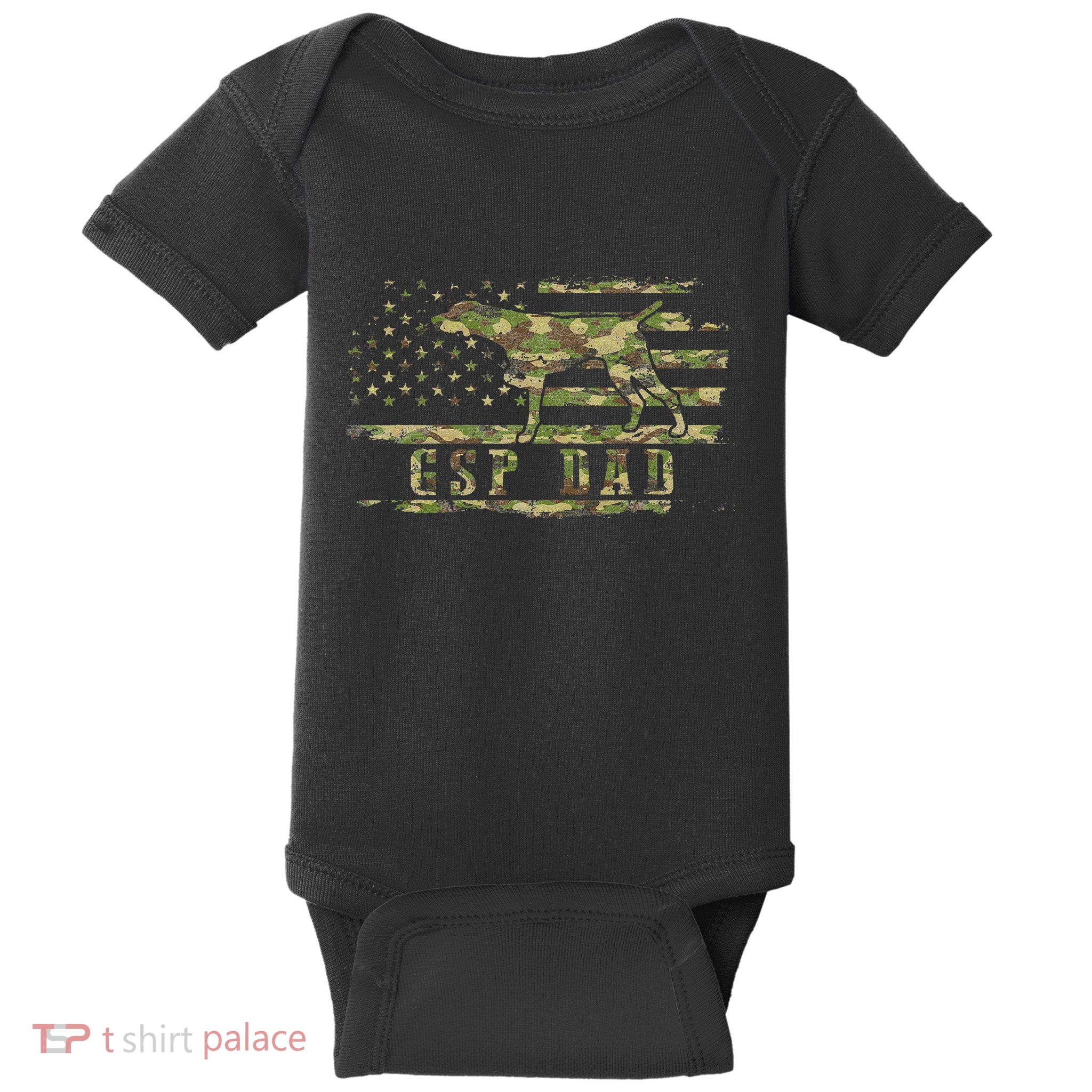 Gsp Dad Camo American Flag German Shorthaired Pointer Dog Baby Bodysuit