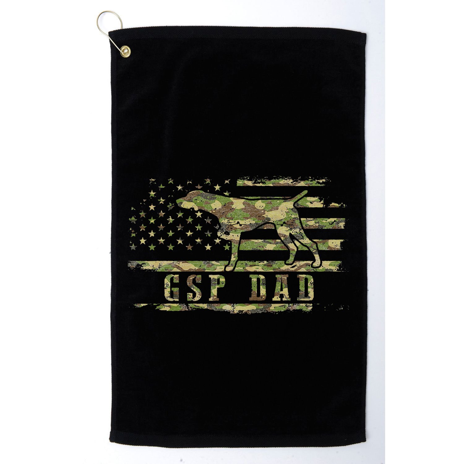 Gsp Dad Camo American Flag German Shorthaired Pointer Dog Golf Towel