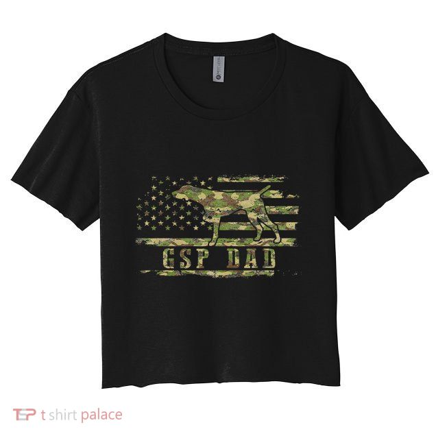 Gsp Dad Camo American Flag German Shorthaired Pointer Dog Crop Top