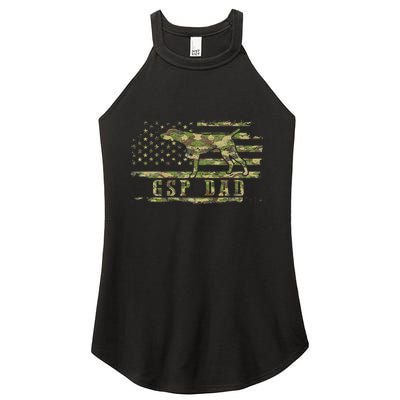 Gsp Dad Camo American Flag German Shorthaired Pointer Dog Women's Perfect Tri Rocker Tank