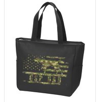 Gsp Dad Camo American Flag German Shorthaired Pointer Dog Zip Tote Bag