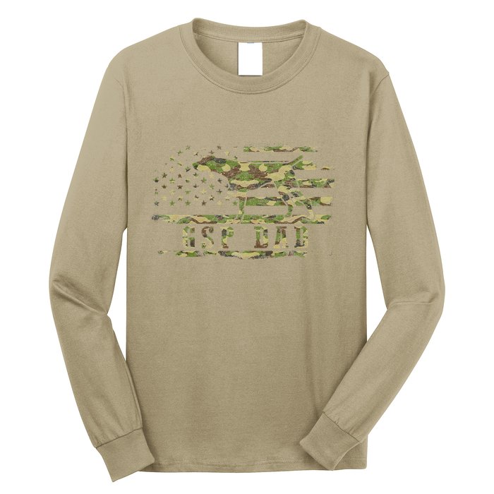 Gsp Dad Camo American Flag German Shorthaired Pointer Dog Long Sleeve Shirt