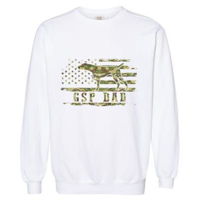 Gsp Dad Camo American Flag German Shorthaired Pointer Dog Garment-Dyed Sweatshirt