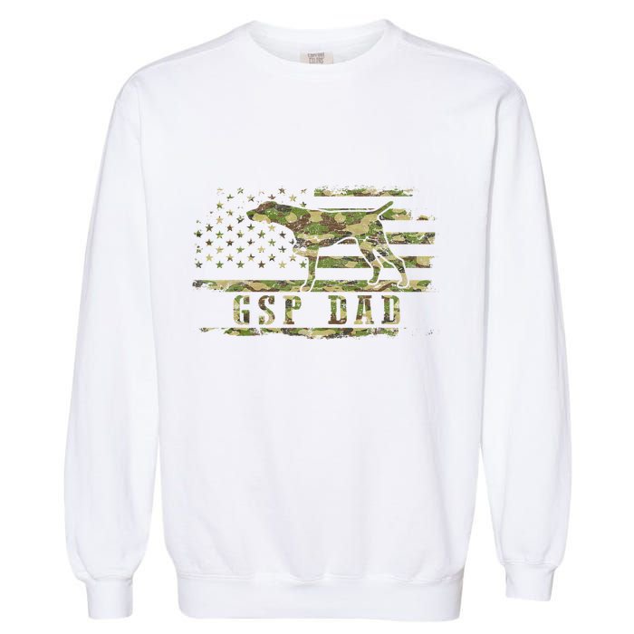 Gsp Dad Camo American Flag German Shorthaired Pointer Dog Garment-Dyed Sweatshirt