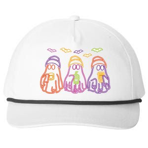 Ghost Drinking Coffee Funny Halloween Costume Coffee Lover Snapback Five-Panel Rope Hat