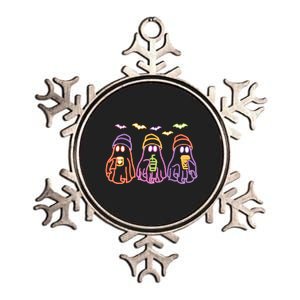 Ghost Drinking Coffee Funny Halloween Costume Coffee Lover Metallic Star Ornament