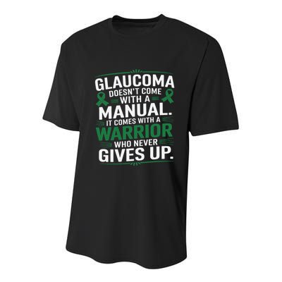 Glaucoma DoesnT Come With A Manual It Comes With A Warrior Youth Performance Sprint T-Shirt