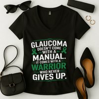 Glaucoma DoesnT Come With A Manual It Comes With A Warrior Women's V-Neck T-Shirt
