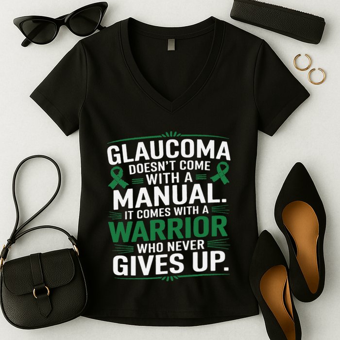 Glaucoma DoesnT Come With A Manual It Comes With A Warrior Women's V-Neck T-Shirt