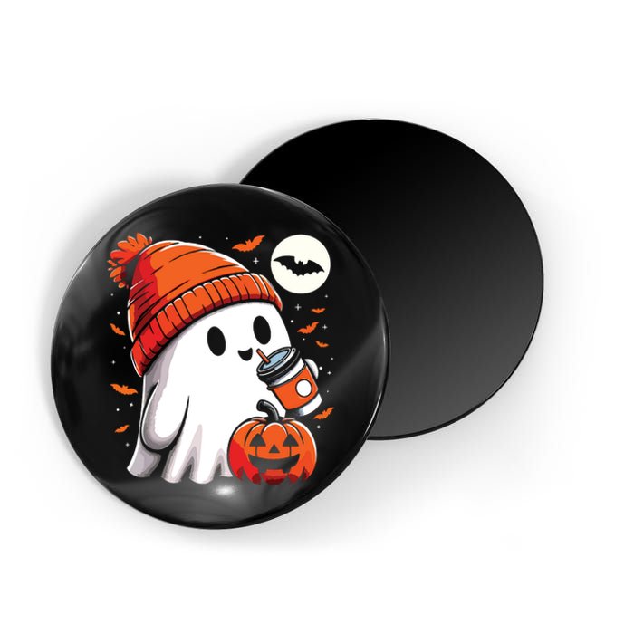 Ghost Drinking Coffee Halloween Magnet