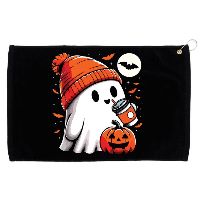 Ghost Drinking Coffee Halloween Grommeted Golf Towel