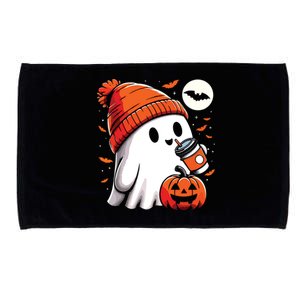 Ghost Drinking Coffee Halloween Microfiber Hand Towel