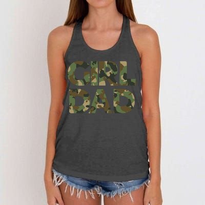 Girl Dad Camo For Men Dad Of Girl Outnumbered Girl Dad Women's Knotted Racerback Tank