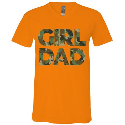 Girl Dad Camo For Men Dad Of Girl Outnumbered Girl Dad V-Neck T-Shirt