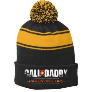 Gamer Dad Call Of Daddy Parenting Ops Funny FatherS Day Stripe Pom Pom Beanie