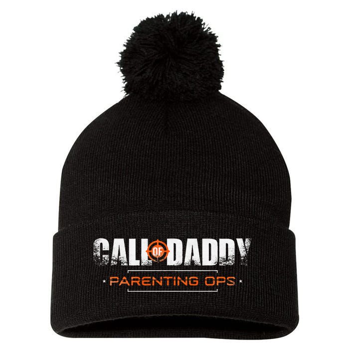 Gamer Dad Call Of Daddy Parenting Ops Funny FatherS Day Pom Pom 12in Knit Beanie