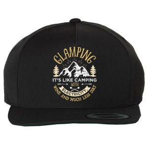 Glamping Definition Cute Gift Glamper Wine Funny Camping Wool Snapback Cap