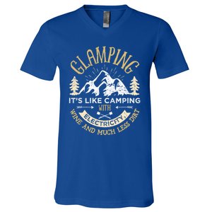 Glamping Definition Cute Gift Glamper Wine Funny Camping V-Neck T-Shirt