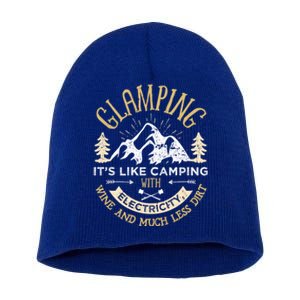 Glamping Definition Cute Gift Glamper Wine Funny Camping Short Acrylic Beanie