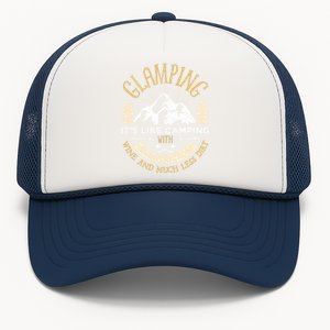 Glamping Definition Cute Gift Glamper Wine Funny Camping Trucker Hat