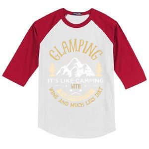 Glamping Definition Cute Gift Glamper Wine Funny Camping Kids Colorblock Raglan Jersey