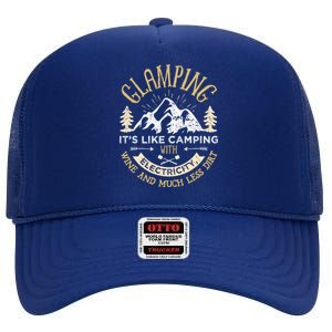 Glamping Definition Cute Gift Glamper Wine Funny Camping High Crown Mesh Back Trucker Hat