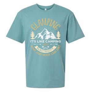 Glamping Definition Cute Gift Glamper Wine Funny Camping Sueded Cloud Jersey T-Shirt