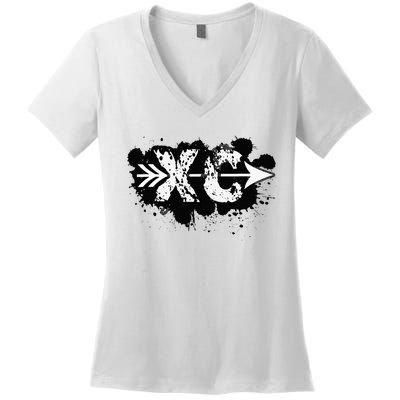 Grunge Dirty Cross Country Running Women's V-Neck T-Shirt