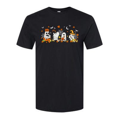 Ghost Drinking Coffee Halloween Fall Ghost Book Reading Softstyle® CVC T-Shirt