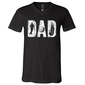 Golfing Dad Classic Bold Font FatherS Day Golf Daddy V-Neck T-Shirt