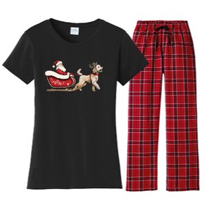 Golden Doodle Christmas Santa Dog Sweater Women's Flannel Pajama Set