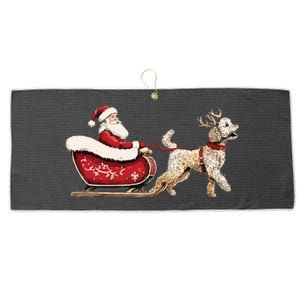 Golden Doodle Christmas Santa Dog Sweater Large Microfiber Waffle Golf Towel