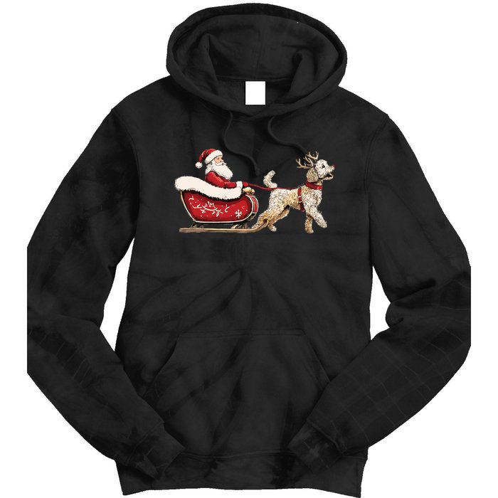 Golden Doodle Christmas Santa Dog Sweater Tie Dye Hoodie