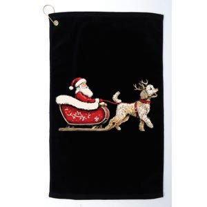 Golden Doodle Christmas Santa Dog Sweater Platinum Collection Golf Towel