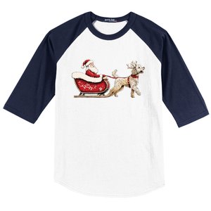 Golden Doodle Christmas Santa Dog Sweater Baseball Sleeve Shirt