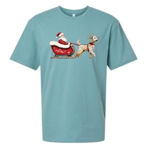 Golden Doodle Christmas Santa Dog Sweater Sueded Cloud Jersey T-Shirt