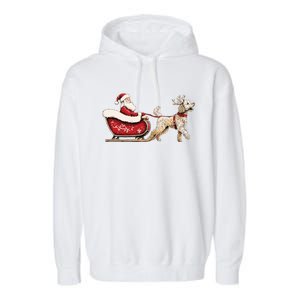 Golden Doodle Christmas Santa Dog Sweater Garment-Dyed Fleece Hoodie