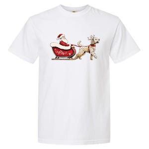 Golden Doodle Christmas Santa Dog Sweater Garment-Dyed Heavyweight T-Shirt