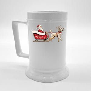 Golden Doodle Christmas Santa Dog Sweater Beer Stein