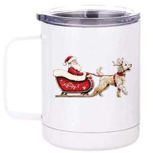 Golden Doodle Christmas Santa Dog Sweater 12 oz Stainless Steel Tumbler Cup