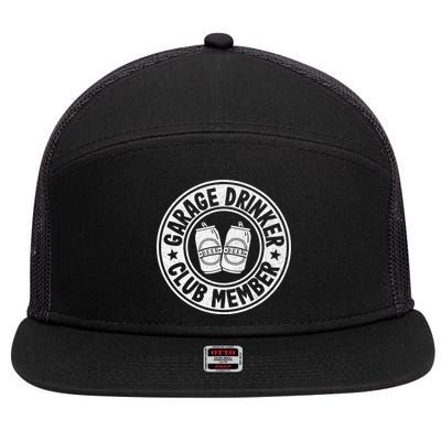 Garage Drinker Club Member Day Drinking Dad Beer 7 Panel Mesh Trucker Snapback Hat