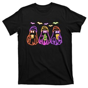 Ghost Drinking Coffee Funny Halloween Costume Coffee Lover Gift T-Shirt