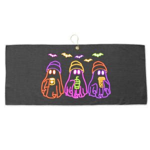 Ghost Drinking Coffee Funny Halloween Costume Coffee Lover Gift Large Microfiber Waffle Golf Towel