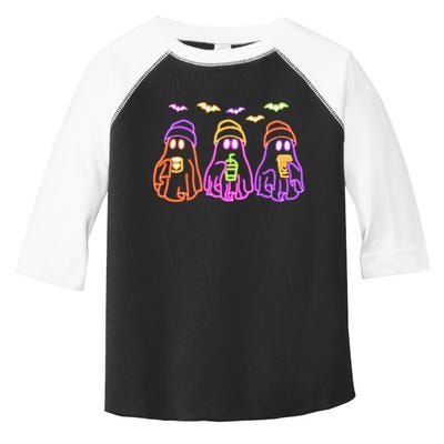 Ghost Drinking Coffee Funny Halloween Costume Coffee Lover Gift Toddler Fine Jersey T-Shirt