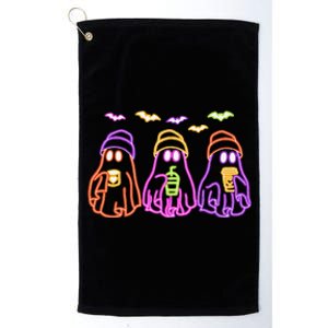 Ghost Drinking Coffee Funny Halloween Costume Coffee Lover Gift Platinum Collection Golf Towel