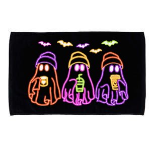 Ghost Drinking Coffee Funny Halloween Costume Coffee Lover Gift Microfiber Hand Towel