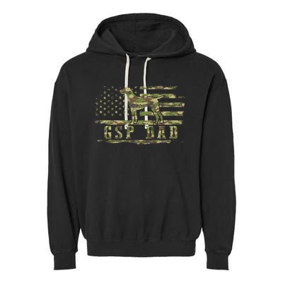 Gsp Dad Camo American Flag German Shorthaired Pointer Dog Garment-Dyed Fleece Hoodie