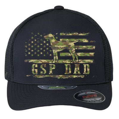 Gsp Dad Camo American Flag German Shorthaired Pointer Dog Flexfit Unipanel Trucker Cap
