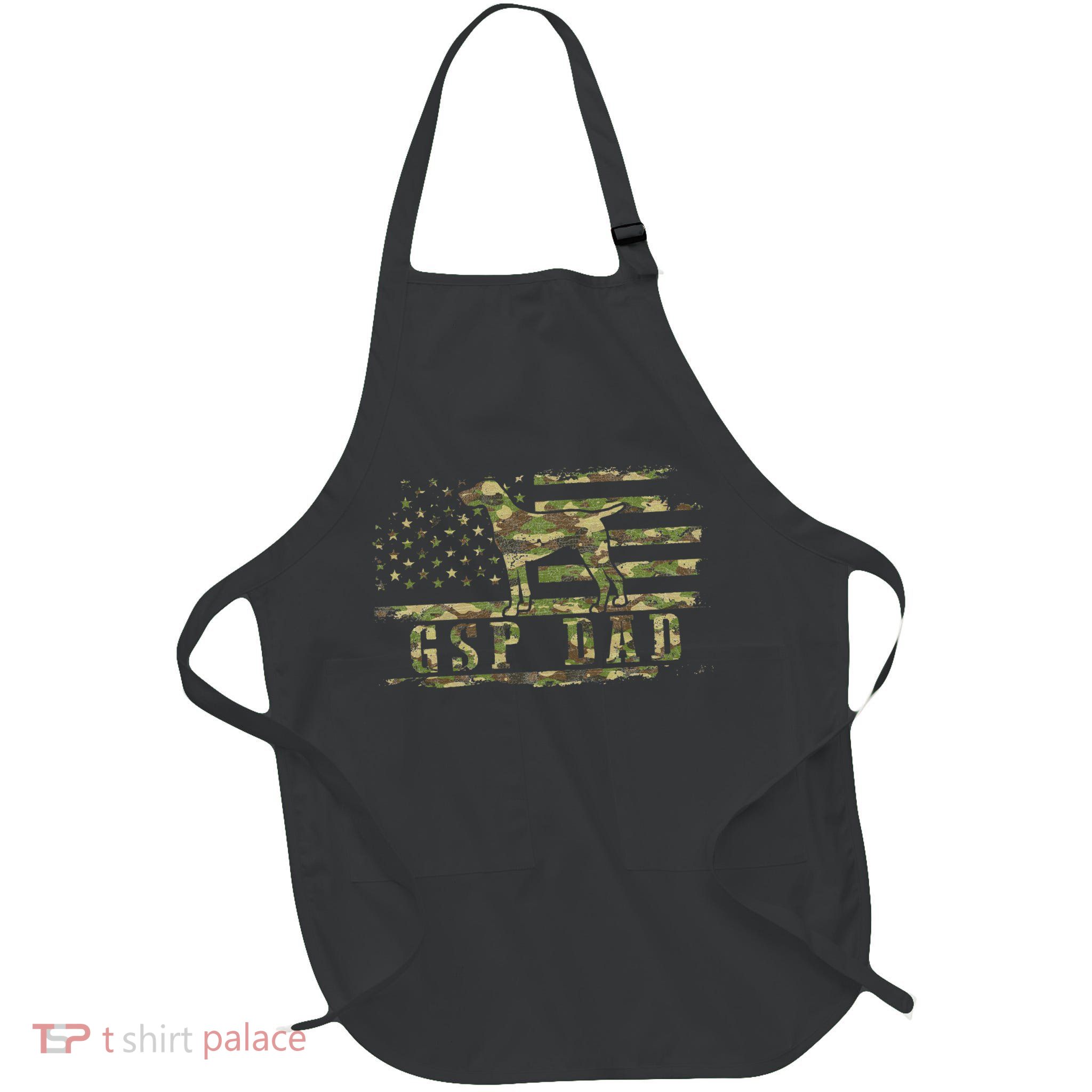 Gsp Dad Camo American Flag German Shorthaired Pointer Dog Full-Length Apron With Pockets